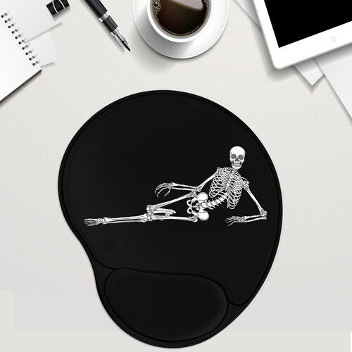 Skeleton Mouse Pad Halloween Custom Mouse Pad With Wrist Rest Etsy
