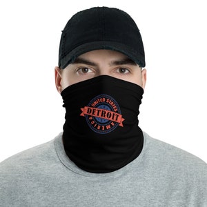 Detroit Neck Gaiter / Headband Scarf / Neck Warmer / Ski Baclava / Bandana Mask / Hiking Gaiter / Gaiter Mask / Tube Scarf / Face Gaiter