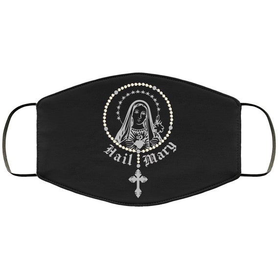 Virgin Mary Face Mask Adult & Kids Mask Rosary Bible Verse Etsy