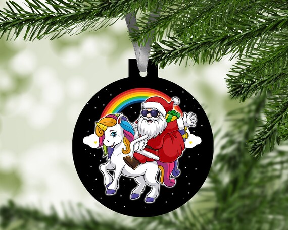 Santa Unicorn Ornament Aluminum Magical Christmas Ornaments