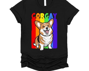 Corgi Pride Shirt | Corgay Rainbow Dog Tee | LGBT Gay Pride Month Gift | Cute Dog Lover T-Shirt XS-4X