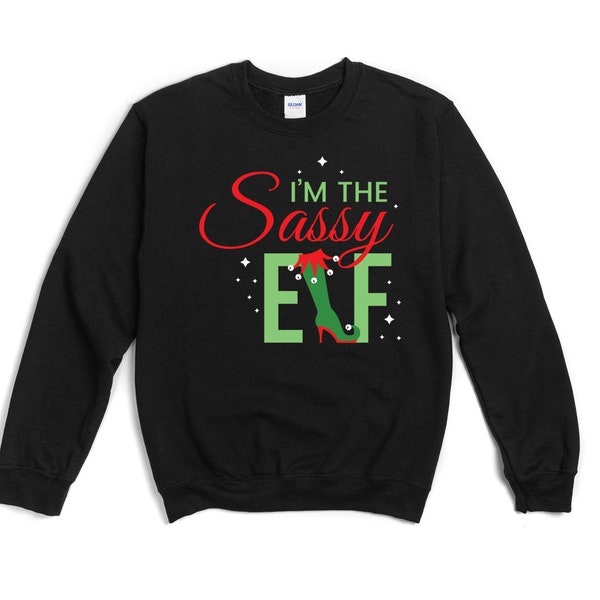 Womens Santa Helper Sweatshirt, Sassy Elf Sweater, Holiday Pullover, Family Matching Gifts, Christmas Elf Unisex Sweatshirts S-3XL