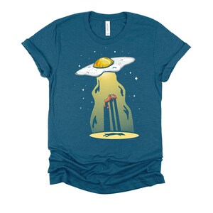 Funny Breakfast Shirt / Food Pun Shirts / UFO Abduction T Shirt / Foodie Gifts Unisex T-Shirt S-4X Heather Deep Teal