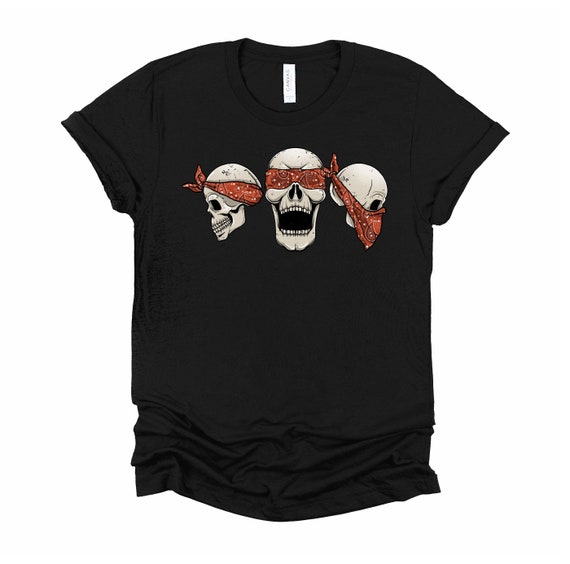 Skull Tee / Hear See Speak No Evil / Skeleton Shirt / Gothic Top / Halloween Aesthetic