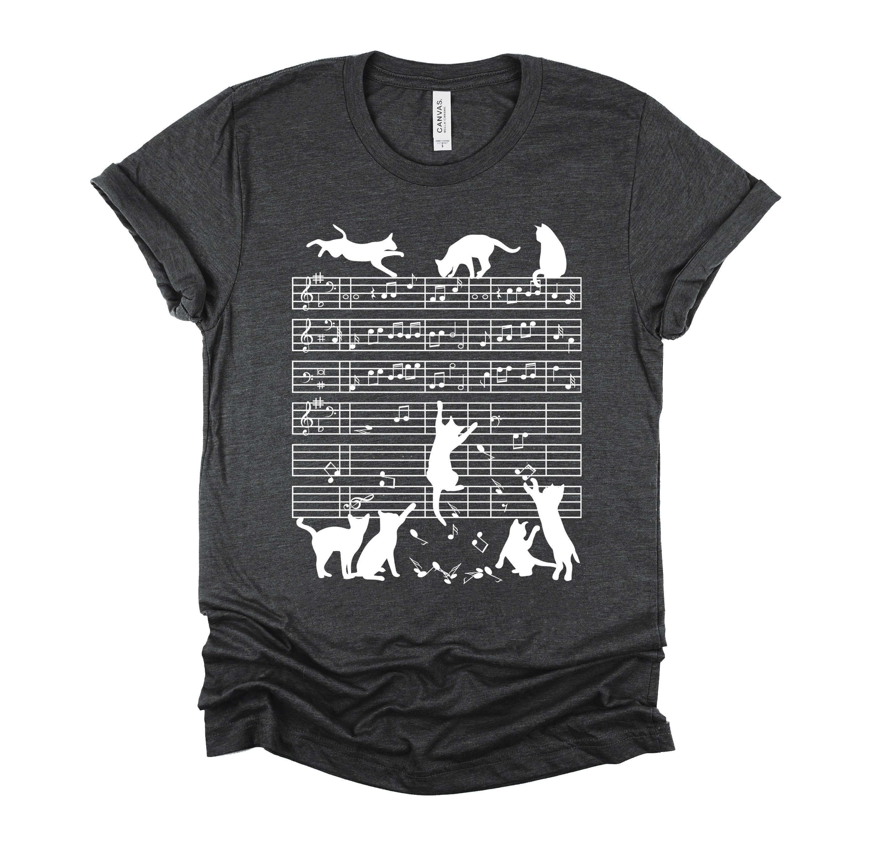 Cats Musical Notes Tshirt Cat and Music Shirt Musician Gifts