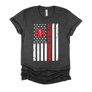 EMR Emergency Tshirt, Medical Technician Shirt, Paramedic Red Line Tee ...