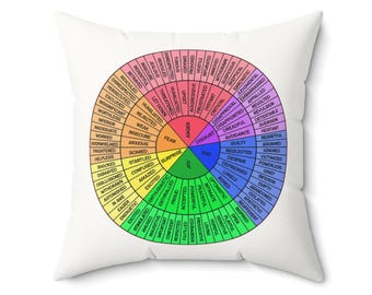 Feelings Wheel Pillow / Emotions Wheel Throw Pillow / Faux Suede Pillow / Therapist Gift / DBT Therapy Tools / Emotional Wheel Chart