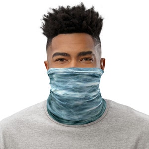 Tie Dye Neck Gaiter / Face Mask / Blue Waves / Headband Scarf / Neck Warmer / Ski Baclava / Bandana Mask / Gaiter Mask / Tube Scarf