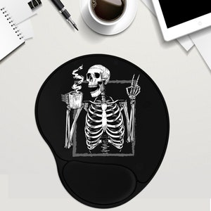 Skeleton Mouse Pad / Peace Sign Mousepad / Coffee Lover Gift / Custom Mouse Pad With Wrist Rest  / Mousepad Gel