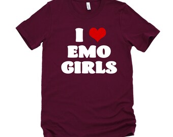 i Love Emo Girls Camiseta Feminina De Rua Tee y2k Roupa De Quadrinhos