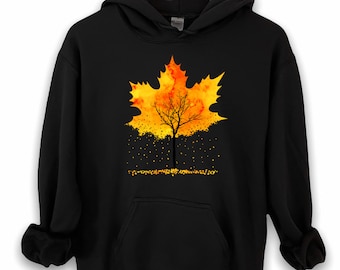 Maple Leaf Hoodie, Falling Leaves Hooded Sweatshirt, Autumn Fall Pullover, Thanksgiving UNISEX Hoodies