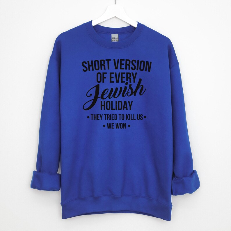 Funny Jewish Sweatshirt, Passover Holiday Generalization Christmas Sweater Hanukkah Gifts Holiday Sweatshirts Pullover Long Sleeve Unisex Blue