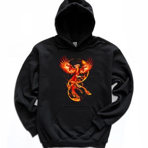 Phoenix Rising Hoodie / Resilience Pullover / Firebird / Hooded Sweatshirt / Mythical Creature / Mythical Animal / Crewneck Hoodie