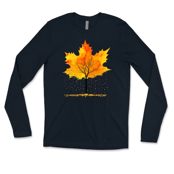 Maple Leaf Long Sleeve Tshirt / Autumn Fall Falling Leaves T Maple Leaf Long Sleeve Tshirt / Autumn Fall Falling Leaves T