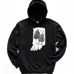 Morel Mushroom Hoodie / Mycologist Pullover / Mushroom Hunting / Hooded Sweatshirt / Foraging Mushrooms / Dark Cottagecore / Crewneck Hoodie