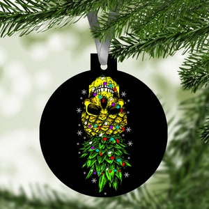 Pineapple Swinger Ornament / Christmas Aluminum Ornament / Swinger Lifestyle / Pineapple Ornament / Pineapple Skull / Holiday Ornaments