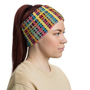 Retro Neck Gaiter / Headband Scarf / Neck Warmer / Face Covering / Mens Headband / Bandana Mask / Womens Headband / Bandana Mask