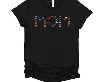 Womens Butterfly Mom Shirt | Colorful Butterfly Gift For Mom | Mother’s Day Birthday T-Shirt For Women XS-4X