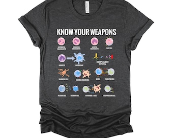 Immune System Cells Tshirt, Microbiology Shirt, Know Your Weapon T Shirt, Funny Biology Gift Unisex T-Shirt XS-4XL