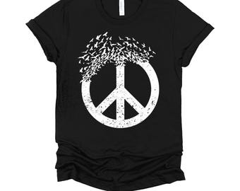 Dove Peace Shirt | Peace Sign T-Shirt | World Peace Tee | Peace on Earth Shirt | Bird Lover Gift Unisex XS-4X