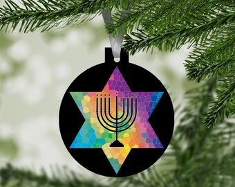 Jewish Star Of David Ornament, Hanukkah Gifts, Christmas 2021 Menorah Ornaments Aluminum, Jews Xmas Hanging Decoration, Holiday Tree Decor