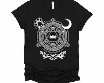 All Seeing Eye Shirt / Mystic Eye Tshirt / Witch Black Craft T Shirt / Occult Dark Magic Tee / Sun And Moon Unisex T-Shirt XS-4XL