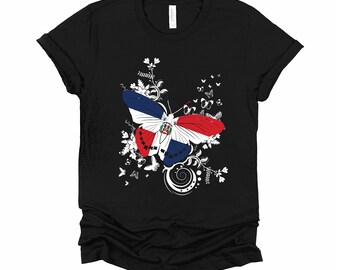 Butterflies Dominican Tshirt, Dominican Flag Shirt, Butterfly Top, Patriotic Unisex T-Shirt XS-4XL