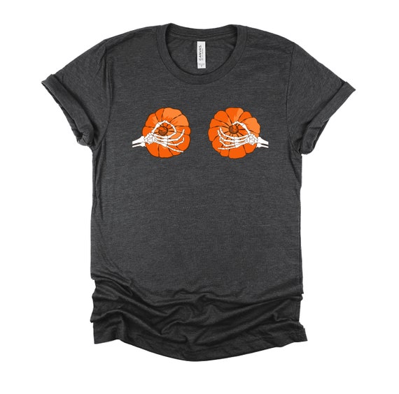 Halloween Pumpkin Bikini Skeleton Pumpkin Boobs Short-Sleeve Unisex T-Shirt XS - 4XL