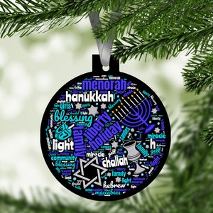 Jewish Hanukkah Ornament / Star of David / Menorah Candle / Chanukah Gift / Hanging Decoration / Christmas Ornament