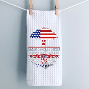 Croatian Roots Kitchen Towel Housewarming Gifts American Grown Croatia Flag Disch Cloth Waffle Weave Microfiber Towel 16&quot; x 24&quot;
