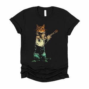 Retro Cat Playing Banjo Tshirt / Cute Kitten Shirt / Banjo Player T Shirt / Cat Lover Tee / Musican Top / Musical Instrument Unisex XS-4XL