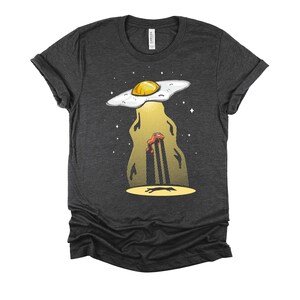 Funny Breakfast Shirt / Food Pun Shirts / UFO Abduction T Shirt / Foodie Gifts Unisex T-Shirt S-4X Dark Heather Grey