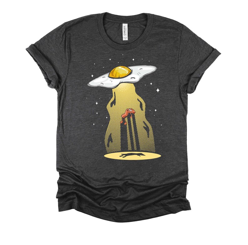 Funny Breakfast Shirt / Food Pun Shirts / UFO Abduction T Shirt / Foodie Gifts Unisex T-Shirt S-4X Dark Heather Grey