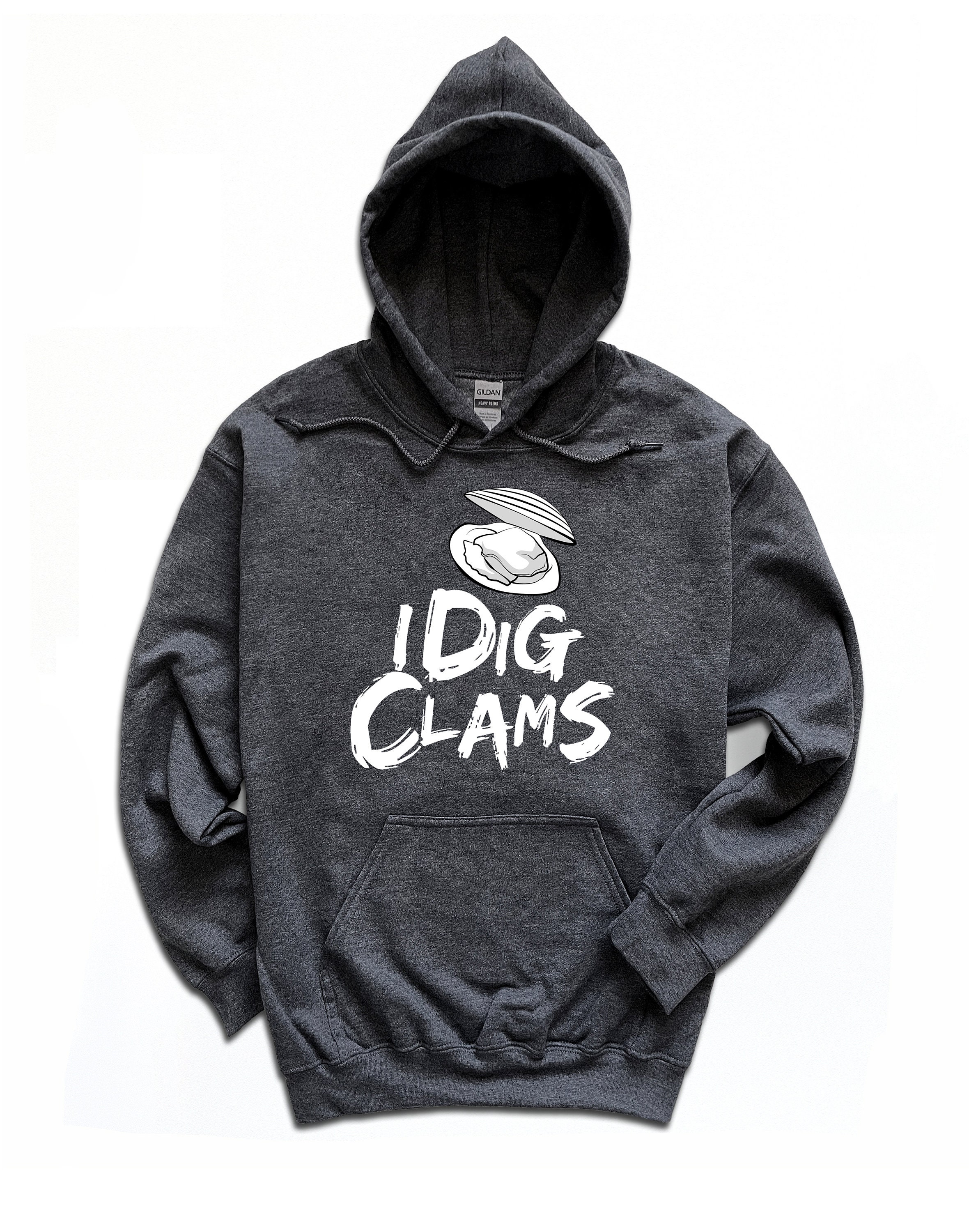 I Dig Clams Hoodie / Clam Shell Digger Sweater / Hooded