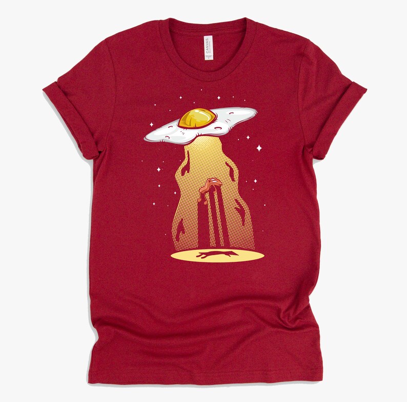 Funny Breakfast Shirt / Food Pun Shirts / UFO Abduction T Shirt / Foodie Gifts Unisex T-Shirt S-4X Cardinal