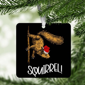 Squirrel Ornament / Aluminum Christmas Ornament / Squirrel Santa Hat / Squirrel Lover / Holiday Ornament / Hanging Decoration