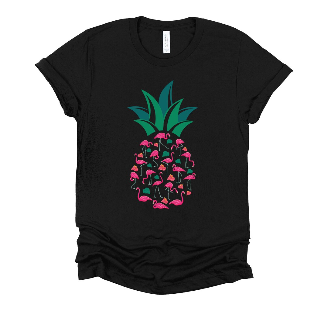 Pineapple Pink Flamingo Animal Print Tshirt, Vacay Mode Cute Summer ...