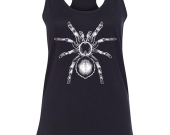 Tarantula Spider Tank Top, Animal Print I Love Spiders Tops, Arachnid Tarantula Mom Gifts, Spiderweb Tarantulas Racerback Tank