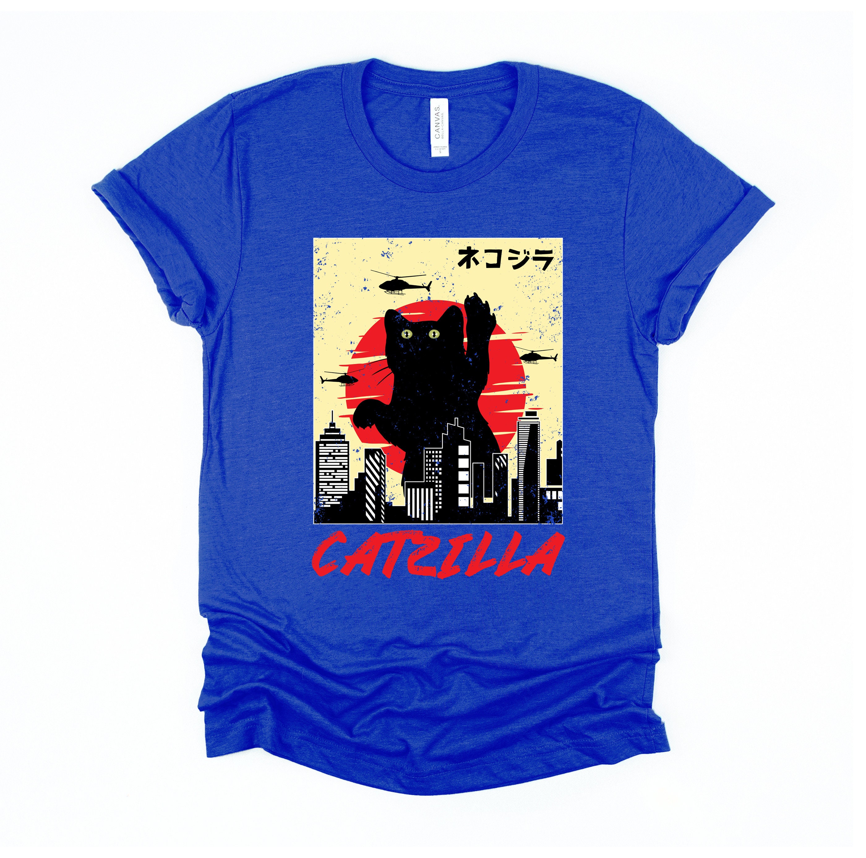Catzilla Shirt | Retro Cat Shirt | Japanese Sunset Cat Tee