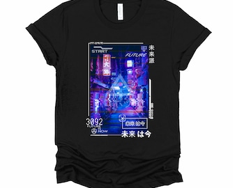 Cyberpunk Japanese Tshirt / Futurism Cityscape Shirt / Aesthetic Vaporwave T Shirt / Edgy Streetwear Unisex T-Shirt XS-4XL