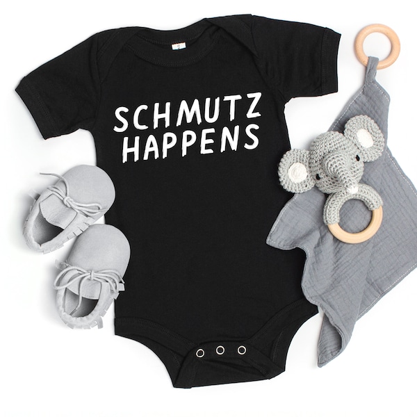 Schmutz Happens Funny Jewish Onesie Hanukkah Infant Bodysuit Chanukah Baby Clothing One Piece Boys & Girls 3m - 24m