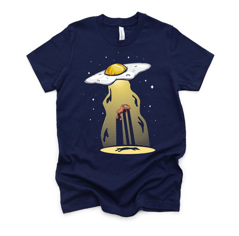 Funny Breakfast Shirt / Food Pun Shirts / UFO Abduction T Shirt / Foodie Gifts Unisex T-Shirt S-4X Navy