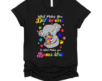 Autism Awareness Shirt | Koala Different Is Beautiful Tee | Autism Acceptance Gift | Neurodiversity T-Shirt XS-4X