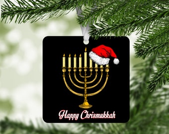 Happy Chrismukkah Ornament Aluminum Funny Jewish Christmas Hanukkah Ornaments Decorations Christmas Tree Decor