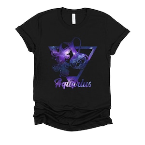 Aquarius Tshirt, Zodiac Art Print, Aquarius Birthday Shirt, Astrological Gift, Horoscope Unisex T-Shirt XS-4XL