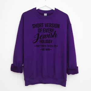 Funny Jewish Sweatshirt, Passover Holiday Generalization Christmas Sweater Hanukkah Gifts Holiday Sweatshirts Pullover Long Sleeve Unisex Purple
