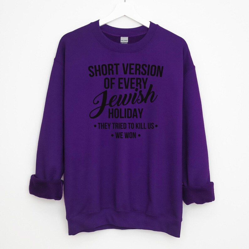 Funny Jewish Sweatshirt, Passover Holiday Generalization Christmas Sweater Hanukkah Gifts Holiday Sweatshirts Pullover Long Sleeve Unisex Purple