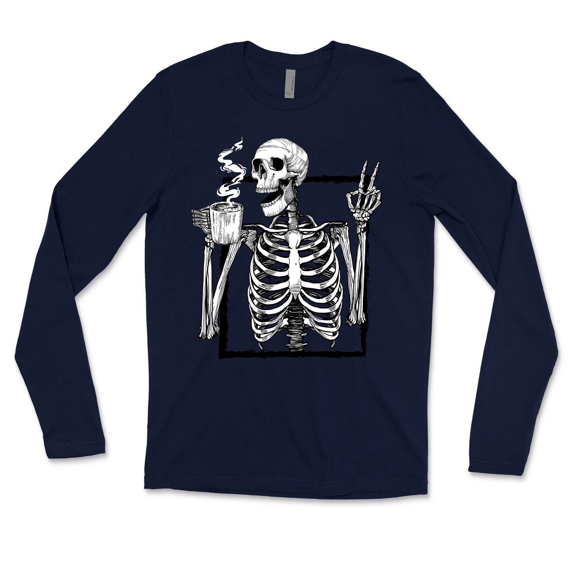 Halloween Skeleton Shirt / Peace Sign Tshirt / Coffee Lover