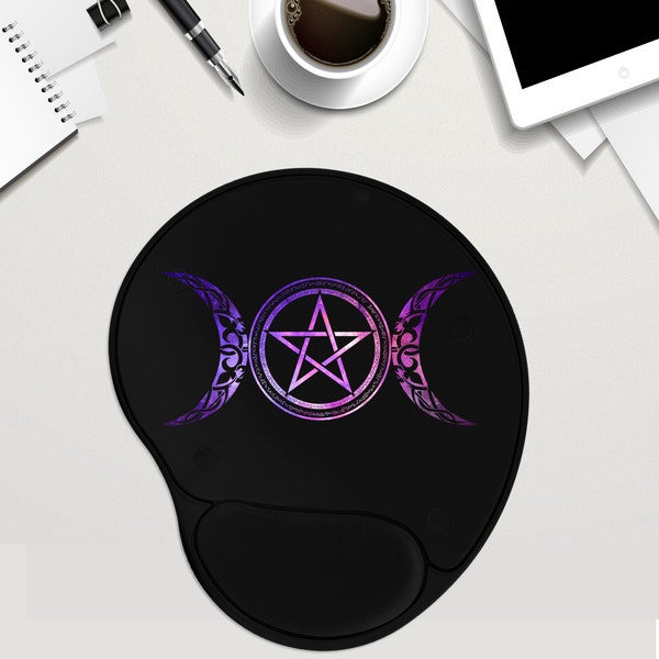 Moon Phase Mouse Pad, Pagan Mouse Pad, Celestial Mousepad, Moon Phases Mouse Pad with Wrist Rest  Gel, Personalized Mouse Pad