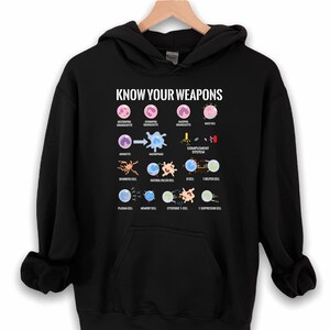 Immune System Cells Hooded Sweater / Know Your Weapons / Microbiology / Medical Student Gift / Cell Biology Unisex Pullover Hoodie